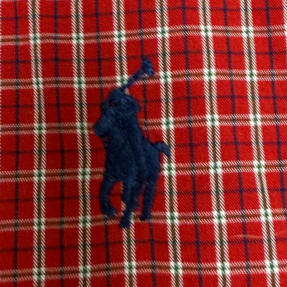 EUC Men's RALPH LAUREN Yarmouth Button‎ Down Red Plaid Shirt | Size 16 (32/33) - Picture 3 of 7